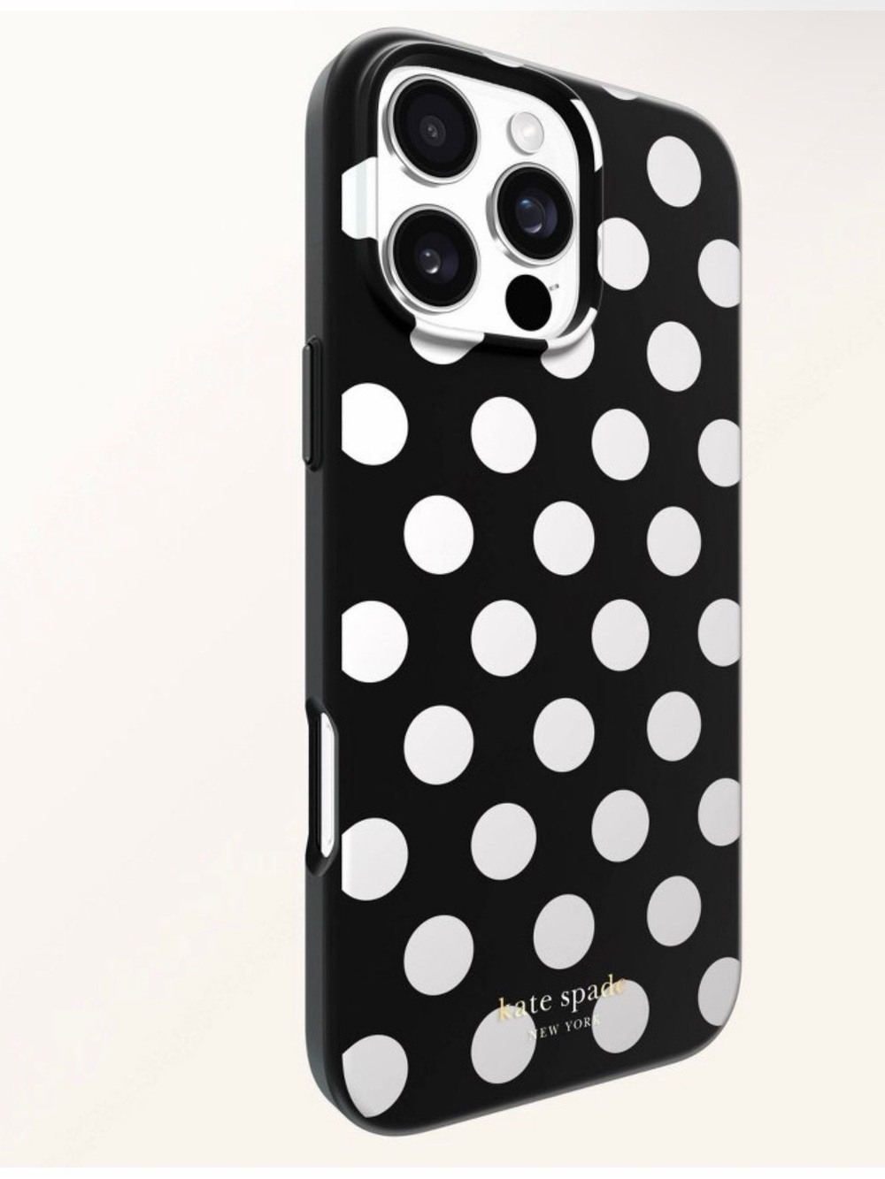 Kate Spade New York black and white polka dot MagSafe protective case for the iP
